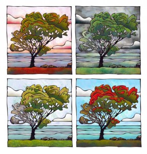 Four Seasons Pohutukawa Artwork By NZ Artist Sam Lewry