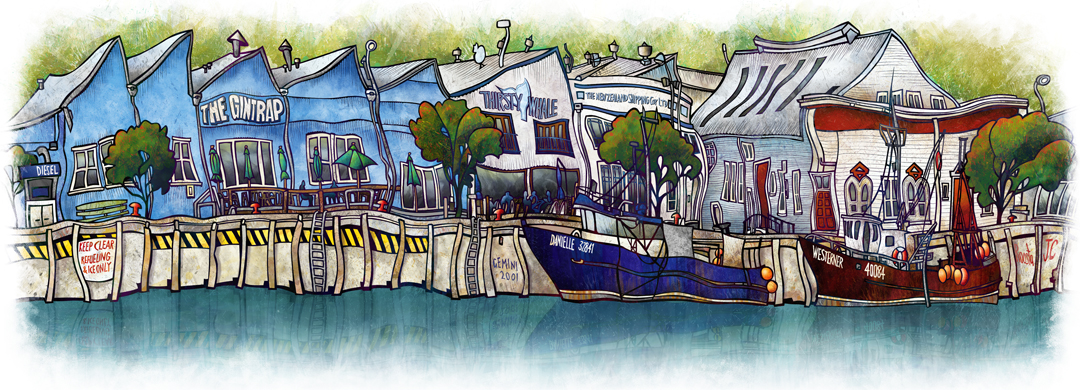 Waterfront Ahuriri by NZ Artist Sam Lewry, Napier, Hawke's Bay