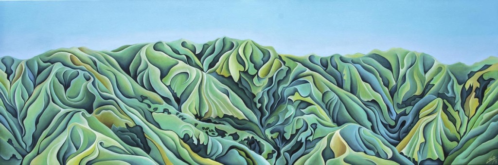 Hill Country Tararua Range by NZ Artist Sam Lewry