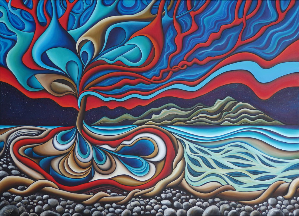 River Tree and Kapiti by NZ Artist Sam Lewry